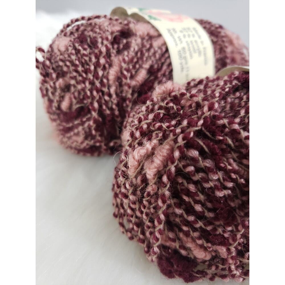 Vintage Wool Blend Yarn MADE IN FRANCE LOT 2 Fleur Purple Mauve Pink Rose